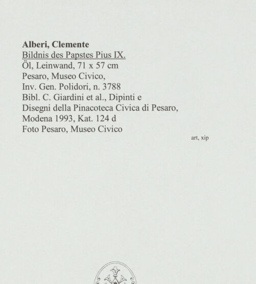 Rückseite von Pesaro, Museo Civico [https://www.deutsche-digitale-bibliothek.de/content/lizenzen/rv-ez/] Bildnis des Papstes Pius IX. - , bh559789_recto. Foto.