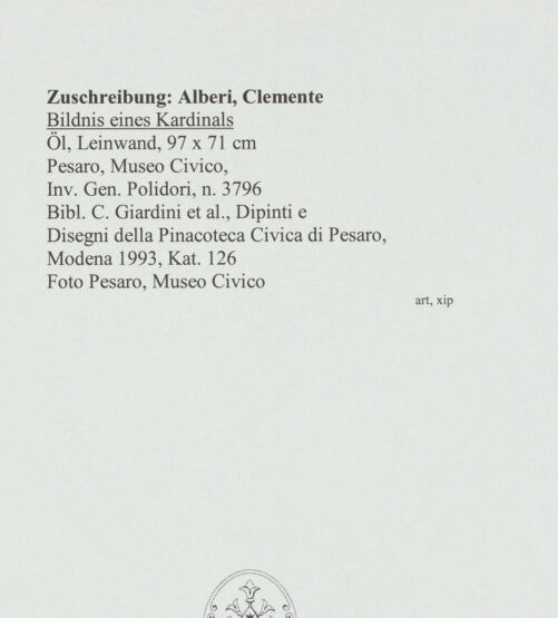 Rückseite von Pesaro, Museo Civico [https://www.deutsche-digitale-bibliothek.de/content/lizenzen/rv-ez/] Bildnis eines Kardinals - , bh559792_recto. Foto.