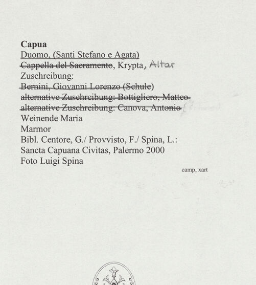 Rückseite von Spina, Luigi [https://www.deutsche-digitale-bibliothek.de/content/lizenzen/rv-ez/] Weinende Maria - Frontalansicht, bh560427_recto. Foto: Spina, Luigi.