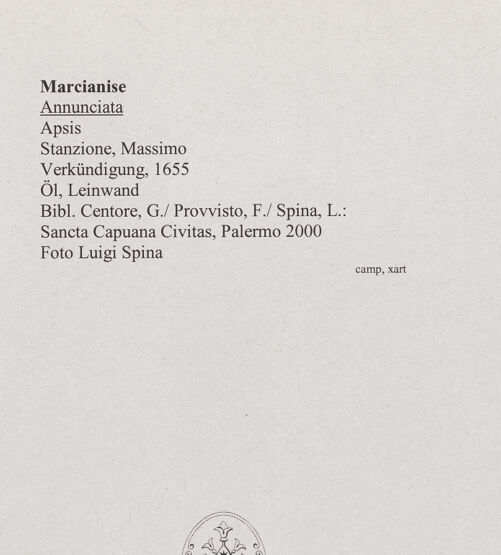 Rückseite von Spina, Luigi [https://www.deutsche-digitale-bibliothek.de/content/lizenzen/rv-ez/] Verkündigung - Gesamtansicht, bh560435_recto. Foto: Spina, Luigi.