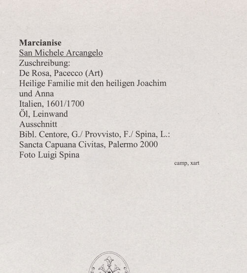 Rückseite von Spina, Luigi [https://www.deutsche-digitale-bibliothek.de/content/lizenzen/rv-ez/] Heilige Familie mit den heiligen Joachim und Anna - Ausschnitt, bh560436_recto. Foto: Spina, Luigi.