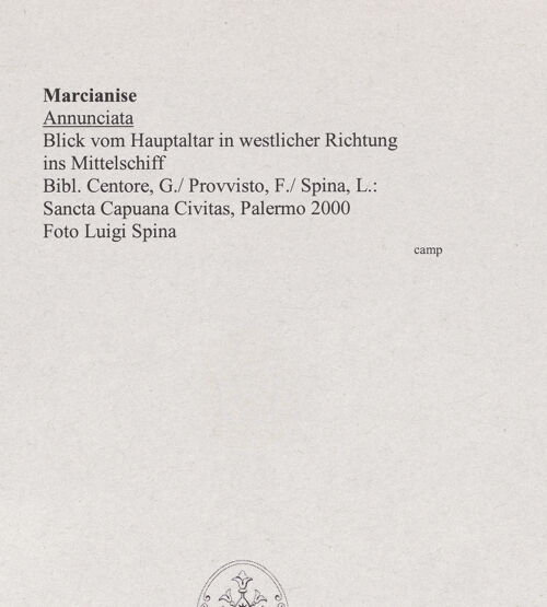 Rückseite von Spina, Luigi [https://www.deutsche-digitale-bibliothek.de/content/lizenzen/rv-ez/] Chiesa dell'Annunciata - Blick vom Hauptaltar in westlicher Richtung ins Mittelschiff, bh560438_recto. Foto: Spina, Luigi.