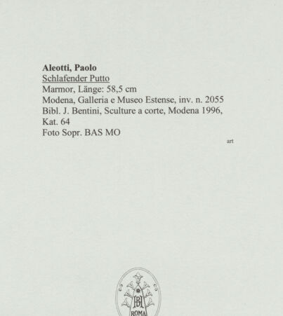 Rückseite von Sopr. BAS MO [https://www.deutsche-digitale-bibliothek.de/content/lizenzen/rv-ez/] Schlafender Putto - , bh562449_recto. Foto.