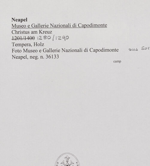 Rückseite von Sopr. BAS NA [https://www.deutsche-digitale-bibliothek.de/content/lizenzen/rv-ez/] Christus am Kreuz - Gesamtansicht (nach Restaurierung), bh563287_recto. Foto.