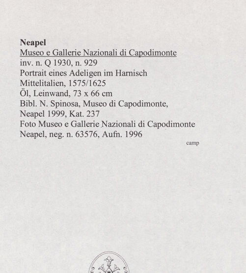 Rückseite von Sopr. BAS NA [https://www.deutsche-digitale-bibliothek.de/content/lizenzen/rv-ez/] Portrait eines Adeligen im Harnisch - Gesamtansicht, bh563402_recto. Foto.