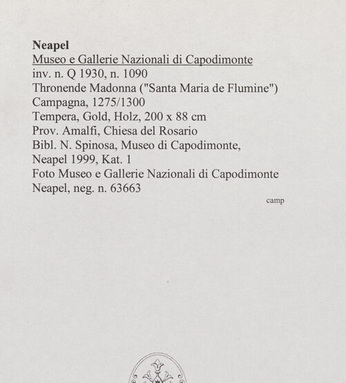 Rückseite von Sopr. BAS NA [https://www.deutsche-digitale-bibliothek.de/content/lizenzen/rv-ez/] Thronende Madonna ("Santa Maria de Flumine") - Gesamtansicht, bh563571_recto. Foto.