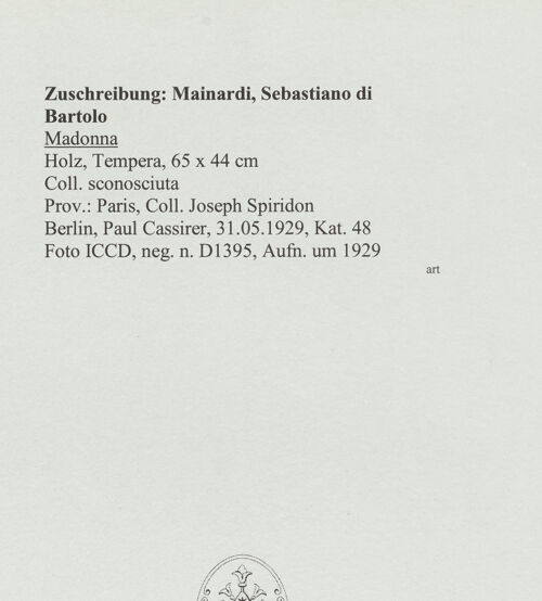 Rückseite von ICCD [https://rightsstatements.org/page/CNE/1.0/] Madonna - , bh563642_recto. Foto.