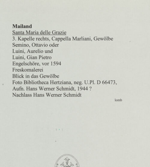 Rückseite von Bibliotheca Hertziana [https://www.deutsche-digitale-bibliothek.de/content/lizenzen/rv-fz/] Engelschöre - Blick in das Gewölbe, bh564050_recto. Foto: Schmidt, Hans Werner.