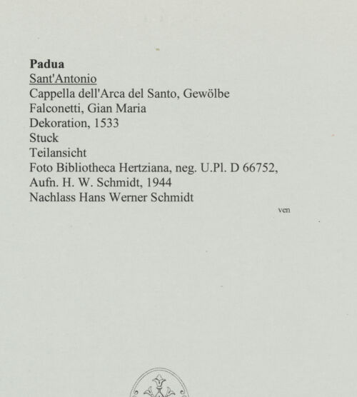 Rückseite von Bibliotheca Hertziana [https://www.deutsche-digitale-bibliothek.de/content/lizenzen/rv-fz/] Teilansicht, bh564180_recto. Foto: Schmidt, Hans Werner.