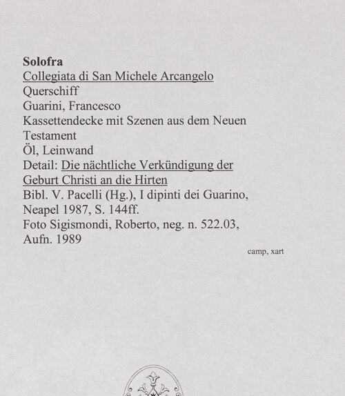 Rückseite von Sigismondi, Roberto [http://creativecommons.org/licenses/by-nc-sa/4.0/] Kassettendecke mit Szenen aus dem Neuen TestamentDie Verkündigung der Geburt Christi an die Hirten - Gesamtansicht, bh564859_recto. Foto: Sigismondi, Roberto.