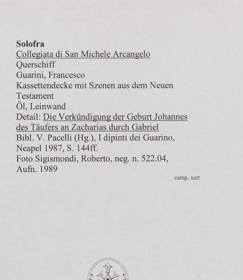 Rückseite von Sigismondi, Roberto [http://creativecommons.org/licenses/by-nc-sa/4.0/] Kassettendecke mit Szenen aus dem Neuen TestamentDie Verkündigung der Geburt Johannes des Täufers an Zacharias - Gesamtansicht, bh564860_recto. Foto: Sigismondi, Roberto.