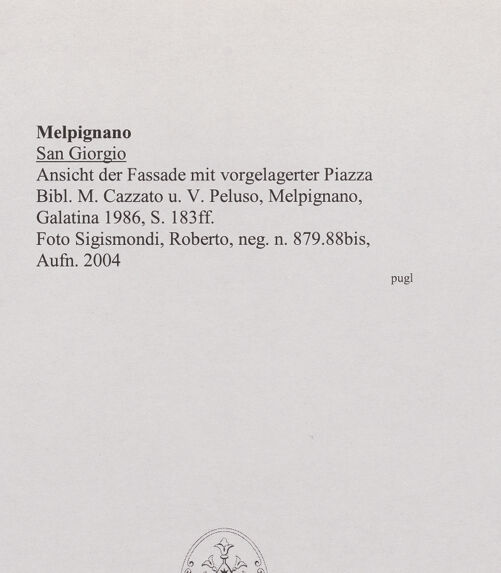 Rückseite von Sigismondi, Roberto [https://www.deutsche-digitale-bibliothek.de/content/lizenzen/rv-fz/] San Giorgio - Ansicht der Fassade mit vorgelagerter Piazza, bh564963_recto. Foto: Sigismondi, Roberto.