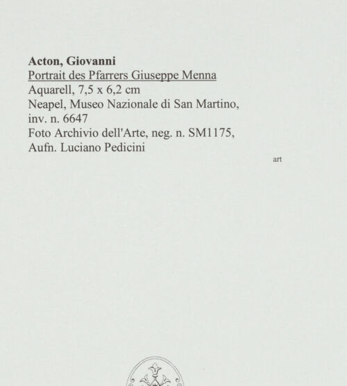 Rückseite von Archivio dell'Arte [https://www.deutsche-digitale-bibliothek.de/content/lizenzen/rv-ez/] Portrait des Pfarrers Giuseppe Menna - , bh565733_recto. Foto: Pedicini, Luciano.