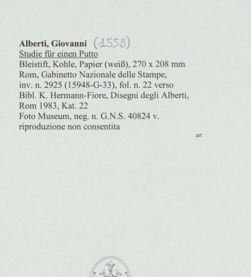 Rückseite von Rom, Gabinetto Nazionale delle Stampe [https://www.deutsche-digitale-bibliothek.de/content/lizenzen/rv-ez/] Studie für einen Putto - , bh566155_recto. Foto.