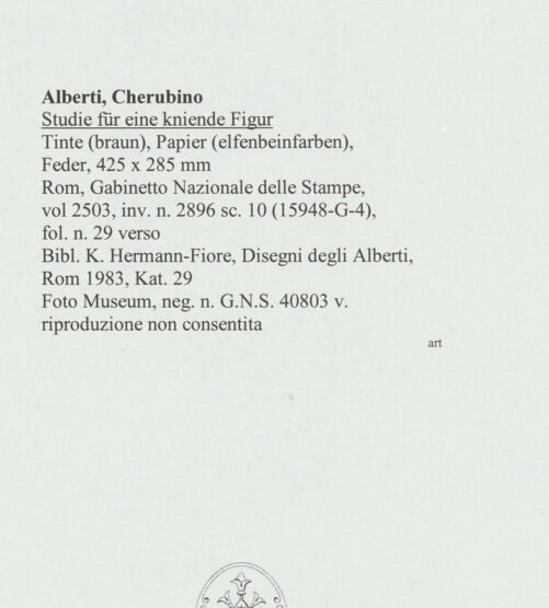 Rückseite von Rom, Gabinetto Nazionale delle Stampe [https://www.deutsche-digitale-bibliothek.de/content/lizenzen/rv-ez/] Studie für eine kniende Figur - , bh566162_recto. Foto.