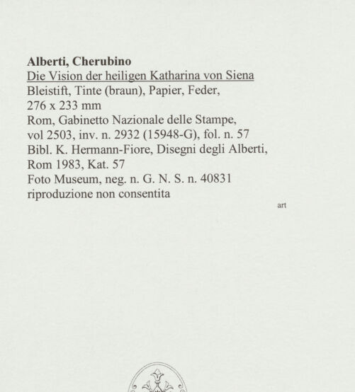 Rückseite von Rom, Gabinetto Nazionale delle Stampe [https://www.deutsche-digitale-bibliothek.de/content/lizenzen/rv-ez/] Die Vision der heiligen Katharina von Siena - , bh566183_recto. Foto.