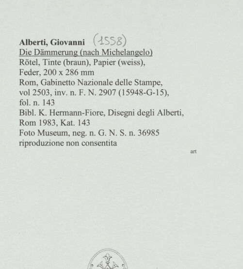 Rückseite von Rom, Gabinetto Nazionale delle Stampe [https://www.deutsche-digitale-bibliothek.de/content/lizenzen/rv-ez/] Die Dämmerung - , bh566199_recto. Foto.