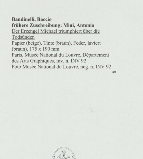 Rückseite von Musée National du Louvre [https://www.deutsche-digitale-bibliothek.de/content/lizenzen/rv-ez/] Der Erzengel Michael triumphiert über die Todsünden - , bh566524_recto. Foto.