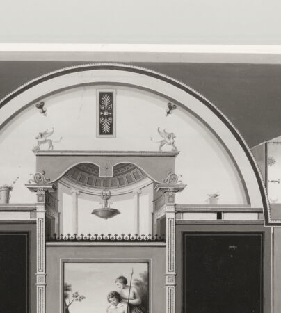 Rückseite von Staatliche Museen [http://creativecommons.org/publicdomain/mark/1.0/] Serie antiker Wandgemälde der Villa Negroni in RomWanddekoration mit Venus und dem verwundeten Adonis - , bh566856. Foto.