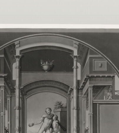 Rückseite von Staatliche Museen zu Berlin - Preußischer Kulturbesitz [http://creativecommons.org/publicdomain/mark/1.0/] Serie antiker Wandgemälde der Villa Negroni in RomWanddekoration mit dem trunkenen Herkules - , bh566858. Foto.