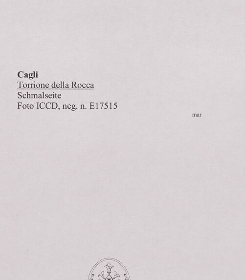 Rückseite von ICCD [https://www.deutsche-digitale-bibliothek.de/content/lizenzen/rv-ez/] Torrione della Rocca - Schmalseite, bh567323_recto. Foto.