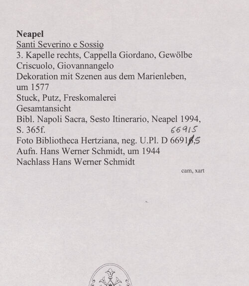 Rückseite von Bibliotheca Hertziana [https://www.deutsche-digitale-bibliothek.de/content/lizenzen/rv-fz/] Dekoration mit Szenen aus dem Marienleben - Gesamtansicht, bh567448_recto. Foto: Schmidt, Hans Werner.