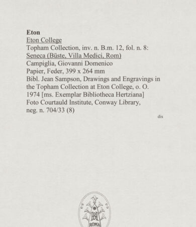 Rückseite von Courtauld Institute, Conway Library [https://www.deutsche-digitale-bibliothek.de/content/lizenzen/rv-ez/] Seneca (Büste, Villa Medici, Roma) - , bh567714_recto. Foto.