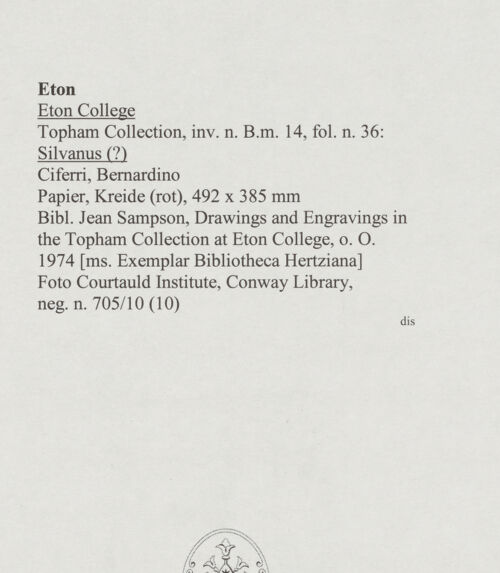 Rückseite von Courtauld Institute, Conway Library [https://www.deutsche-digitale-bibliothek.de/content/lizenzen/rv-ez/] Silvanus (?) - , bh567982_recto. Foto.