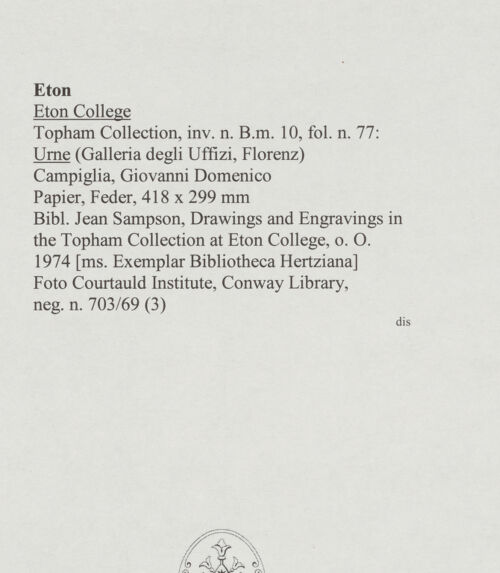 Rückseite von Courtauld Institute, Conway Library [https://www.deutsche-digitale-bibliothek.de/content/lizenzen/rv-ez/] Urne (Galleria degli Uffizi, Florenz) - , bh568080_recto. Foto.