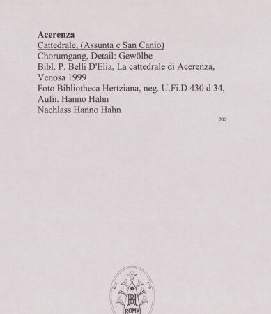 Rückseite von Bibliotheca Hertziana [http://creativecommons.org/licenses/by-nc-sa/4.0/] CattedraleChorumgang und Kapelle (Apsiden) - Detail: Gewölbe, bh570198_recto. Foto: Hahn, Hanno.