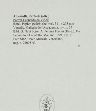 Rückseite von SBAS Polo Museale Veneziano [https://www.deutsche-digitale-bibliothek.de/content/lizenzen/rv-ez/] Porträt Leonardo da Vincis - , bh570428_recto. Foto.