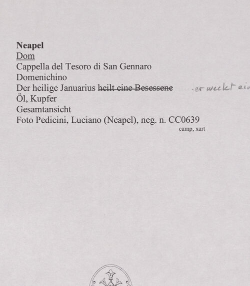 Rückseite von Pedicini, Luciano [https://www.deutsche-digitale-bibliothek.de/content/lizenzen/rv-ez/] Auferweckung eines Toten durch den heiligen Januarius - Gesamtansicht, bh570546_recto. Foto: Pedicini, Luciano.