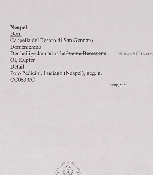 Rückseite von Pedicini, Luciano [https://www.deutsche-digitale-bibliothek.de/content/lizenzen/rv-ez/] Auferweckung eines Toten durch den heiligen Januarius - Detail, bh570549_recto. Foto: Pedicini, Luciano.