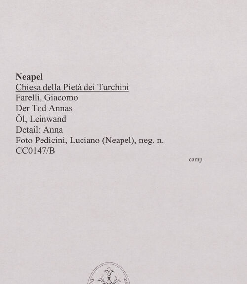 Rückseite von Pedicini, Luciano [https://www.deutsche-digitale-bibliothek.de/content/lizenzen/rv-ez/] Der Tod Annas - Detail: Anna, bh570567_recto. Foto: Pedicini, Luciano.