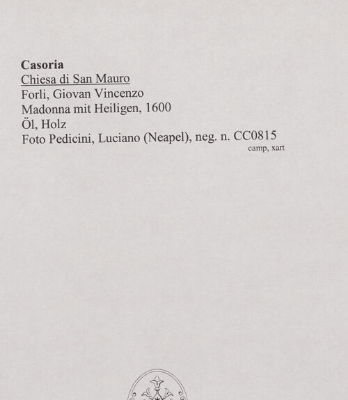 Rückseite von Pedicini, Luciano [https://www.deutsche-digitale-bibliothek.de/content/lizenzen/rv-ez/] Madonna mit Heiligen - Teilansicht, bh570570_recto. Foto: Pedicini, Luciano.