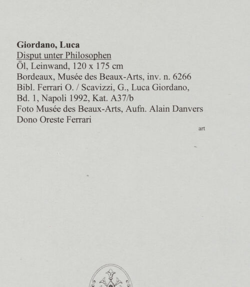 Rückseite von Musée des Beaux-Arts [https://www.deutsche-digitale-bibliothek.de/content/lizenzen/rv-ez/] Disput unter Philosophen - , bh572000_recto. Foto: Danvers, Alain.