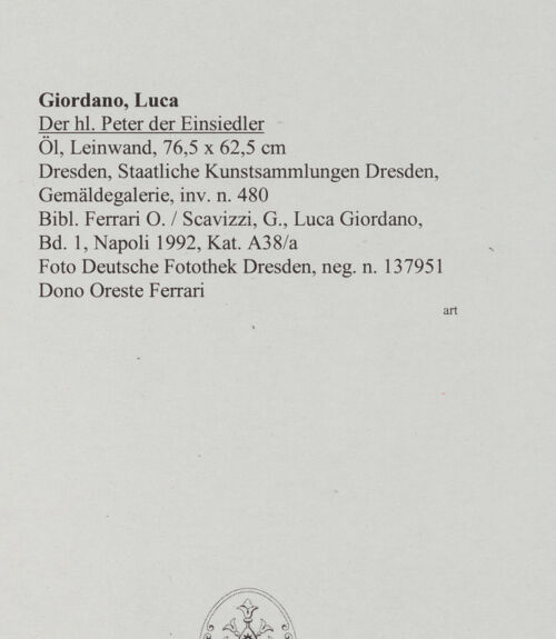 Rückseite von Deutsche Fotothek [https://www.deutsche-digitale-bibliothek.de/content/lizenzen/rv-ez/] Der Einsiedler Paulus - , bh572003_recto. Foto.