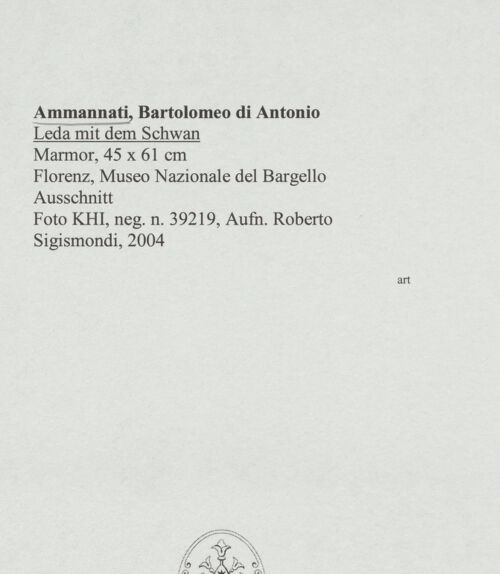 Rückseite von Kunsthistorisches Institut in Florenz [http://creativecommons.org/licenses/by-nc-sa/4.0/] Leda mit dem Schwan - Ausschnitt, bh572242_recto. Foto: Sigismondi, Roberto.