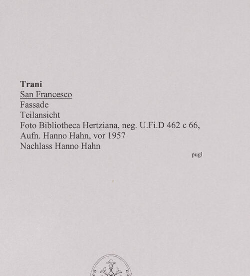 Rückseite von Bibliotheca Hertziana [https://www.deutsche-digitale-bibliothek.de/content/lizenzen/rv-fz/] San FrancescoHauptfassade - Teilansicht von Südwesten, bh572964_recto. Foto: Hahn, Hanno.