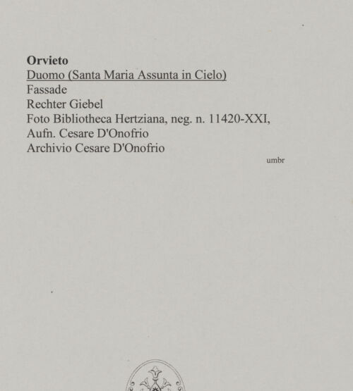 Rückseite von Bibliotheca Hertziana [http://creativecommons.org/licenses/by-nc-sa/4.0/] Duomo & Santa Maria Assunta in Cielo - Rechter Giebel, bh574658_recto. Foto: D'Onofrio, Cesare.