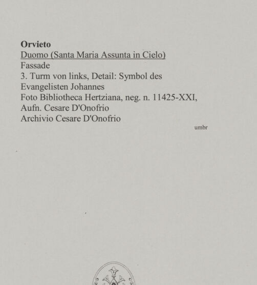 Rückseite von Bibliotheca Hertziana [http://creativecommons.org/licenses/by-nc-sa/4.0/] Duomo & Santa Maria Assunta in Cielo - Portale, bh574661_recto. Foto: D'Onofrio, Cesare.