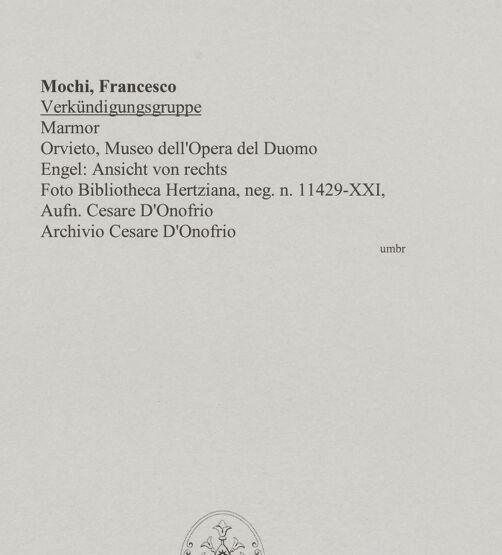 Rückseite von Bibliotheca Hertziana [http://creativecommons.org/licenses/by-nc-sa/4.0/] Verkündigungsgruppe - Engel: Ansicht von rechts, bh574665_recto. Foto: D'Onofrio, Cesare.