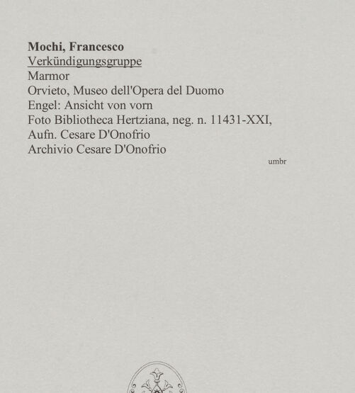 Rückseite von Bibliotheca Hertziana [http://creativecommons.org/licenses/by-nc-sa/4.0/] Verkündigungsgruppe - Engel: Ansicht von vorn, bh574667_recto. Foto: D'Onofrio, Cesare.