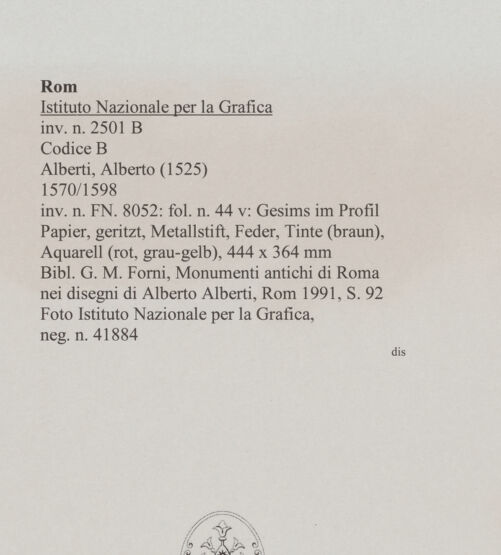 Rückseite von Istituto Nazionale per la Grafica [https://www.deutsche-digitale-bibliothek.de/content/lizenzen/rv-ez/] Codice B (2501 B) - , bh575545_recto. Foto.