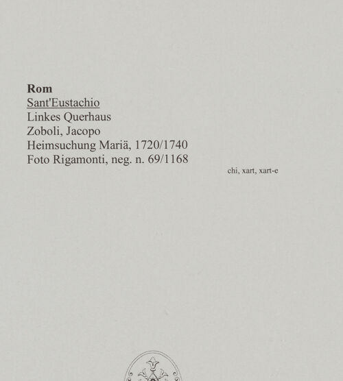 Rückseite von Bibliotheca Hertziana [https://www.deutsche-digitale-bibliothek.de/content/lizenzen/rv-fz/] Heimsuchung Mariä - , bh575983_recto. Foto: Rigamonti.