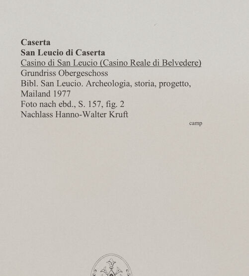 Rückseite von unbekannt [https://www.deutsche-digitale-bibliothek.de/content/lizenzen/rv-ez/] Casino di San Leucio - Grundriss Obergeschoss, bh576841_recto. Foto.