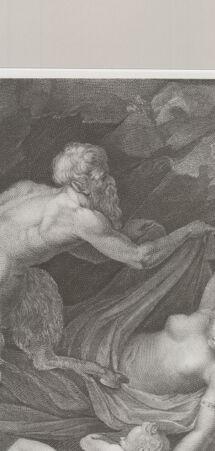 Rückseite von Calcografia [http://creativecommons.org/publicdomain/mark/1.0/] Schola Italica Picturae sive Selectae quaedam summorum e schola italica pictorum tabulae aere incisae cura et impensis Gavini Hamilton pictoris Romae MDCCLXIIITafel 26: Jupiter und Antiope - , bh577979. Foto.