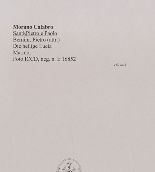 Rückseite von ICCD [https://www.deutsche-digitale-bibliothek.de/content/lizenzen/rv-ez/] Die heilige Lucia - Gesamtansicht, bh578983_recto. Foto.