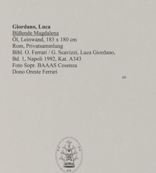 Rückseite von Sopr. BAAAS Cosenza [https://www.deutsche-digitale-bibliothek.de/content/lizenzen/rv-ez/] Büßende Magdalena - , bh579593_recto. Foto.