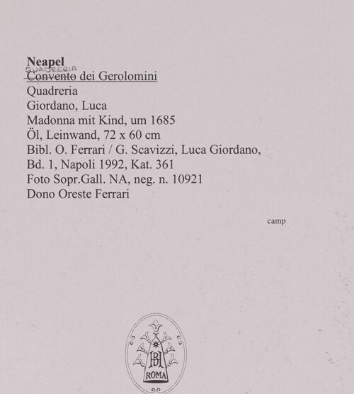 Rückseite von Sopr. BAS NA [https://www.deutsche-digitale-bibliothek.de/content/lizenzen/rv-fz/] Madonna mit Kind - Gesamtansicht, bh579622_recto. Foto.